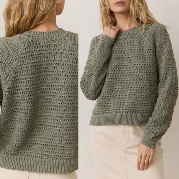 Marine Layer Montecito Crewneck Sweater Green Small - Picture 1 of 7